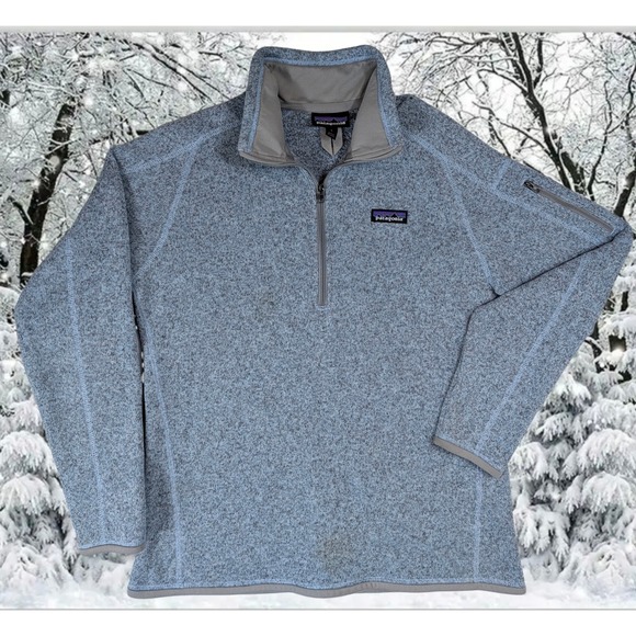 Patagonia Sweaters - Patagonia Sz L Better Sweater 1/4 Zip Pullover Light Blue Heather Knit Sherpa